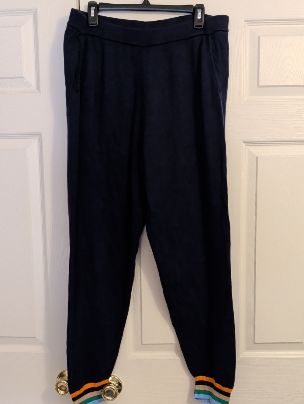 Charter Club Blue Joggers with Multicolor Cuffs EUC